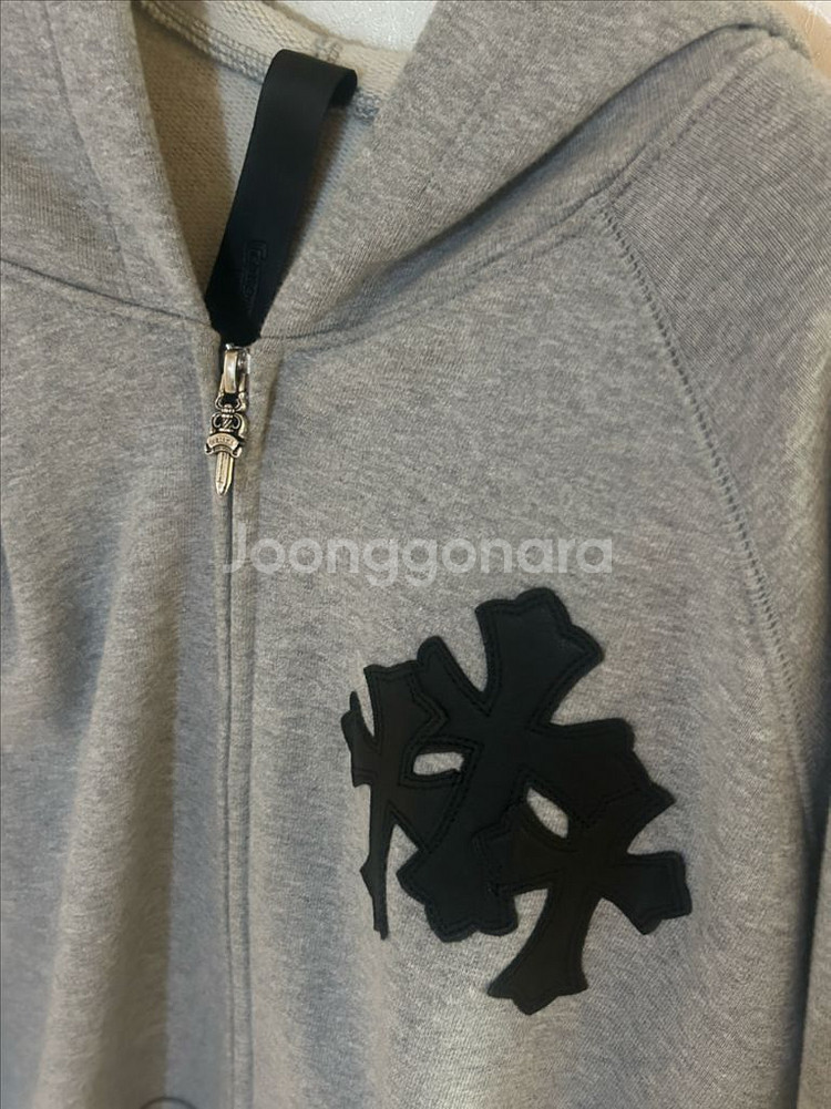 크롬하츠 레더패치 후드집업--0