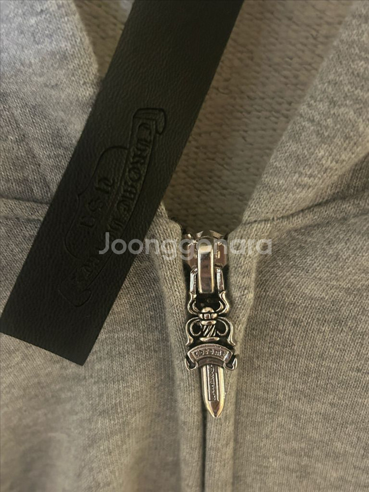 크롬하츠 레더패치 후드집업--1