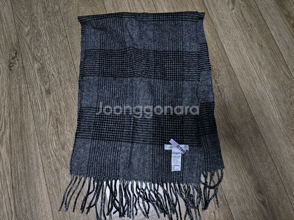 코모도스퀘어 울 머플러 체크 블랙 새제품 팝니다--0