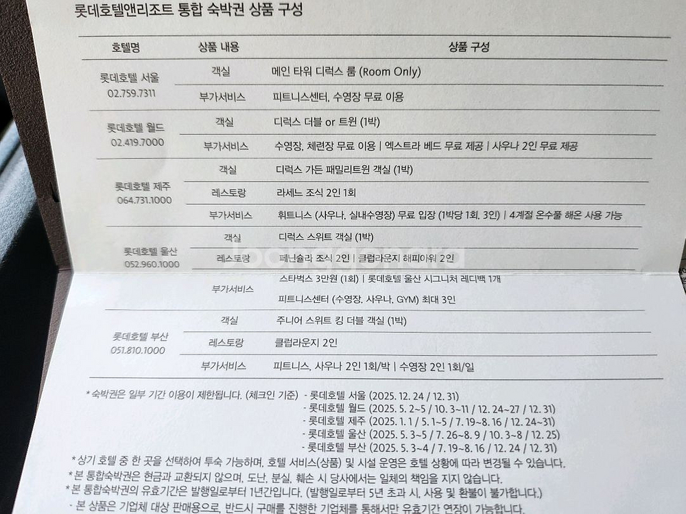 롯데호텔 통합숙박권 주말가능--0