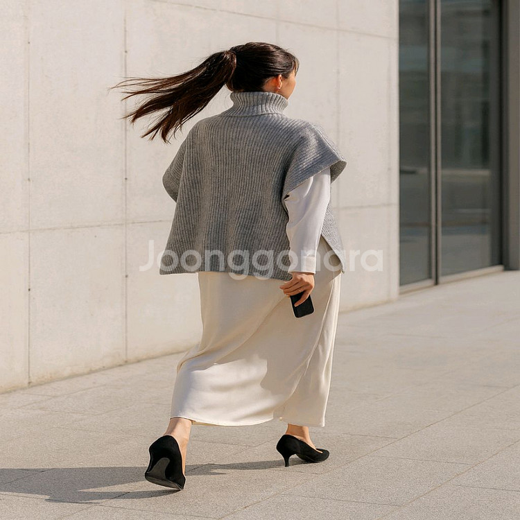 하이넥 루즈핏 니트 케이프 판초 망토 베스트ㅡ무배--4