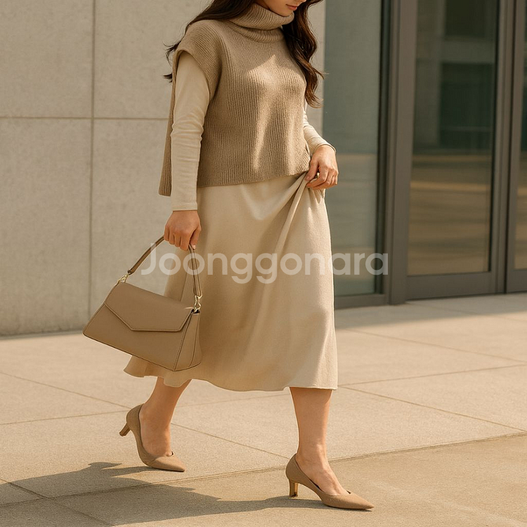 하이넥 루즈핏 니트 케이프 판초 망토 베스트ㅡ무배--5