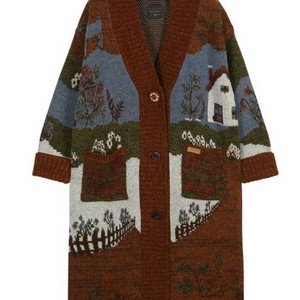 써스데이아일랜드 자카드 코트형 롱가디건