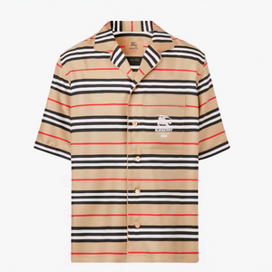 버버리 x 슈프림 아카이브 실크 반팔 셔츠 L