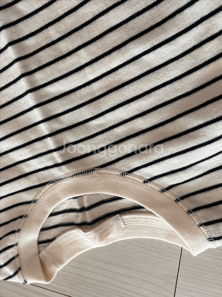 리코이 세미크롭 스트라이프 니트 맨투맨--6