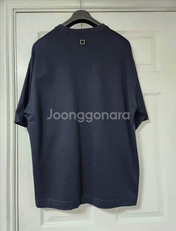 (52) 우영미 네이비 아일랜드 그래픽 반팔 티셔츠--1