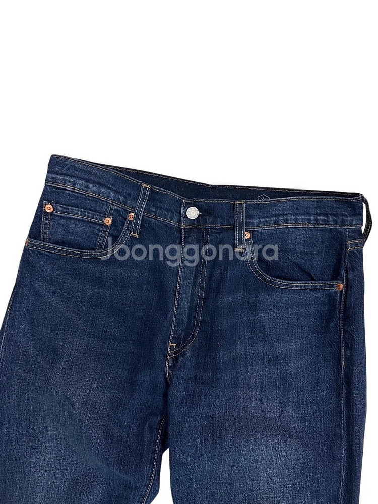 리바이스502 웜 신축성 데님팬츠 진청색 (32,가죽패치)--1