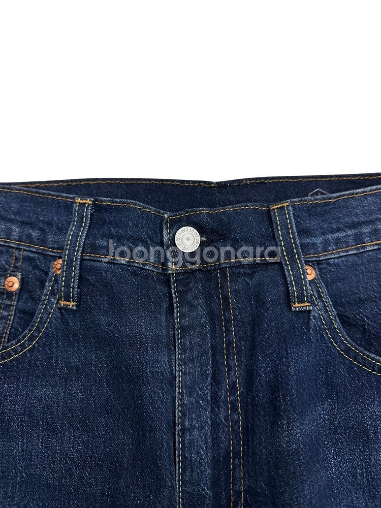 리바이스502 웜 신축성 데님팬츠 진청색 (32,가죽패치)--2