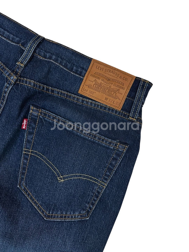 리바이스502 웜 신축성 데님팬츠 진청색 (32,가죽패치)--6