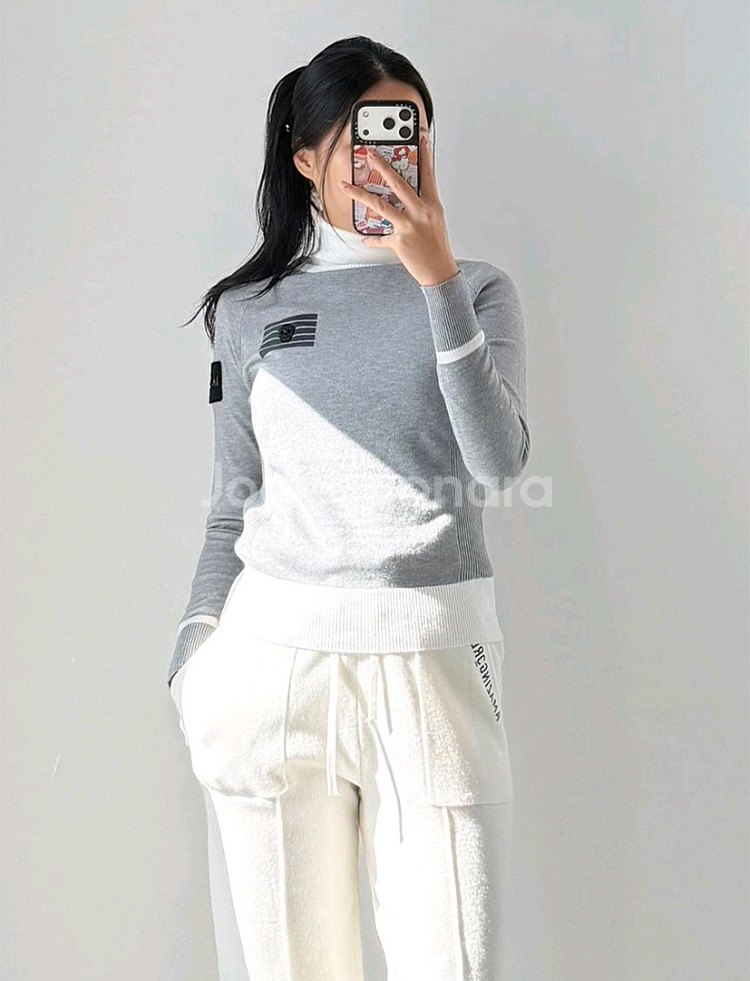 어메이징크리 여성 골프 방풍 티셔츠 니트 세트--2