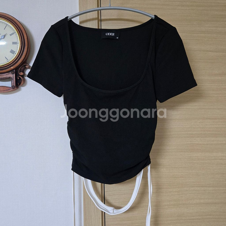 샵사이다 투톤 셔링 매듭 반팔 탑 M--2