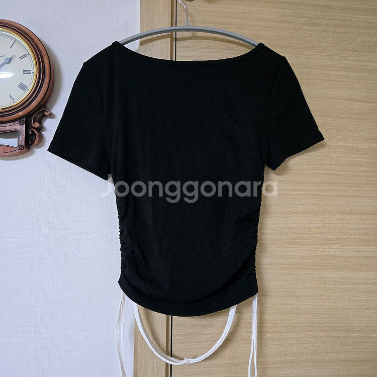 샵사이다 투톤 셔링 매듭 반팔 탑 M--3