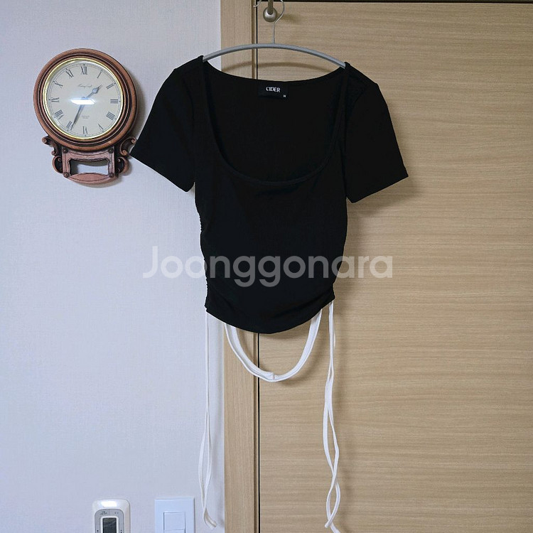 샵사이다 투톤 셔링 매듭 반팔 탑 M--4