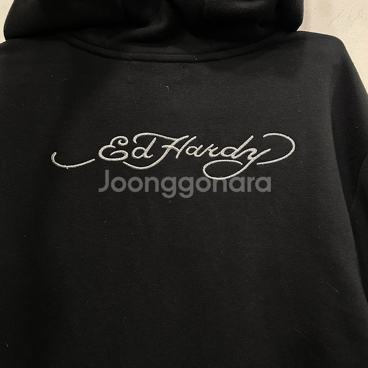 에드하디 하트자수로고 백포인트 오버핏 후드집업--4