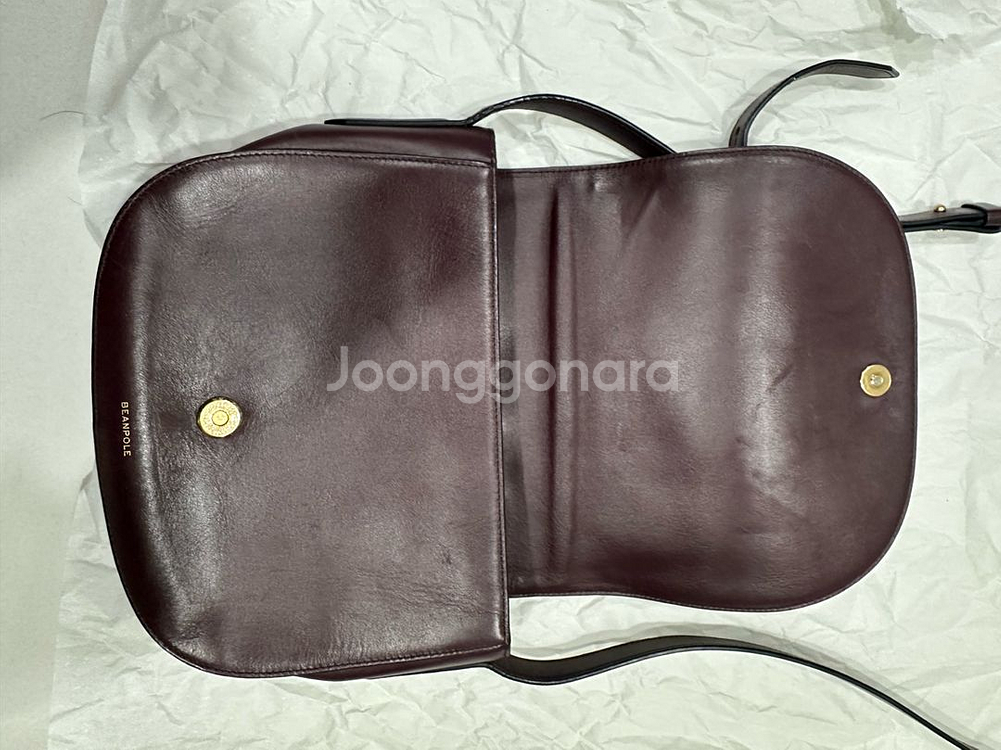 빈폴 가죽 크로스백 버건디--1