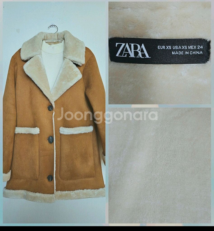 자라 faux 무스탕반코트.Xs.국내55~55반--4
