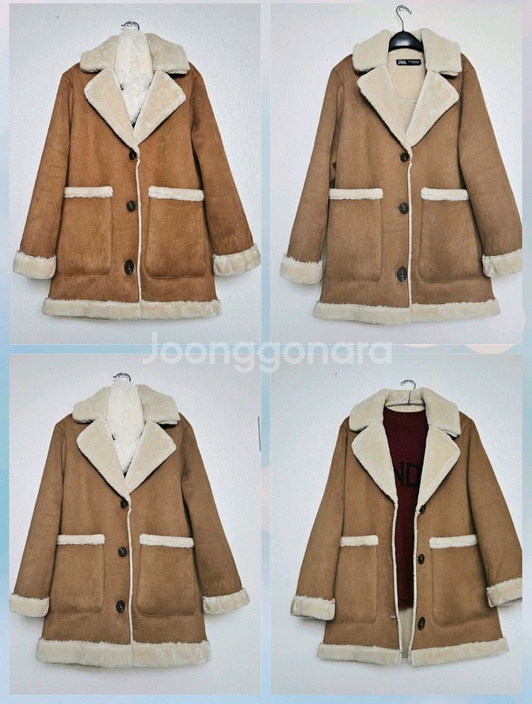 자라 faux 무스탕반코트.Xs.국내55~55반--2