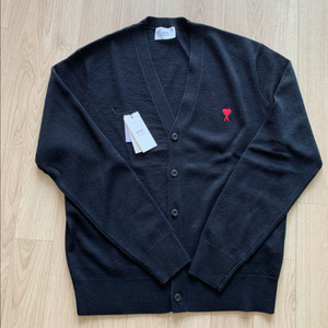 [실착 1회] 아미 ami 하트로고 가디건 블랙 L