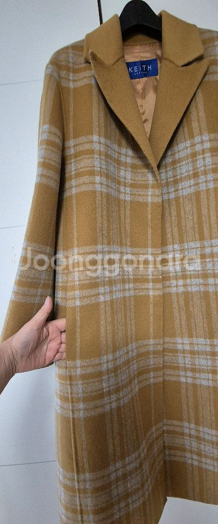 KEITH 모100% 핸드메이드 겨자색롱코트 55665--2
