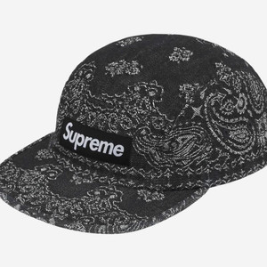 슈프림 반다나 자카드 데님 캠프캡 블랙