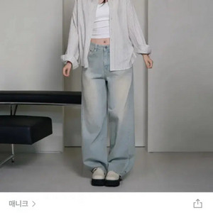 매니크 빈티지 스냅 버튼 와이드 데님팬츠