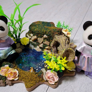 실바니안 판다 인형+배경판