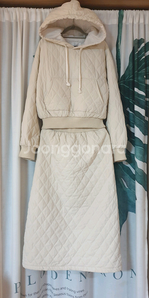 후드 패딩 스커트 세트 44-55--0