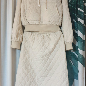 후드 패딩 스커트 세트 44-55