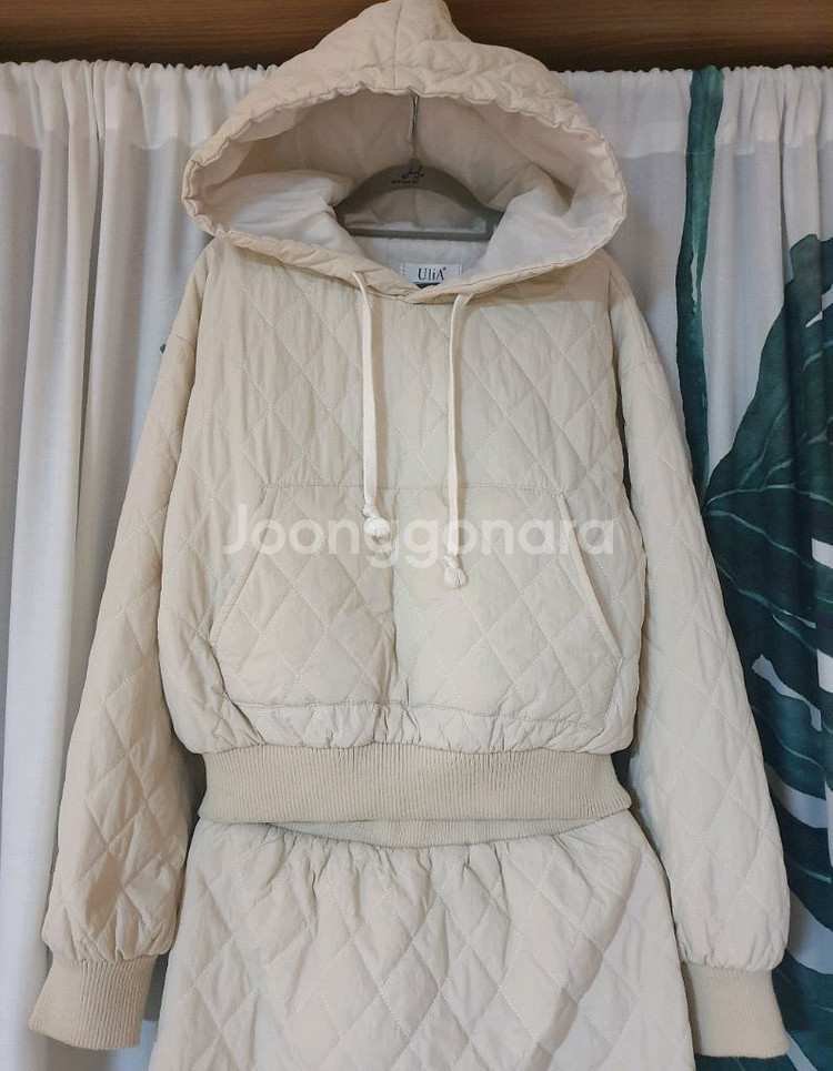 후드 패딩 스커트 세트 44-55--1