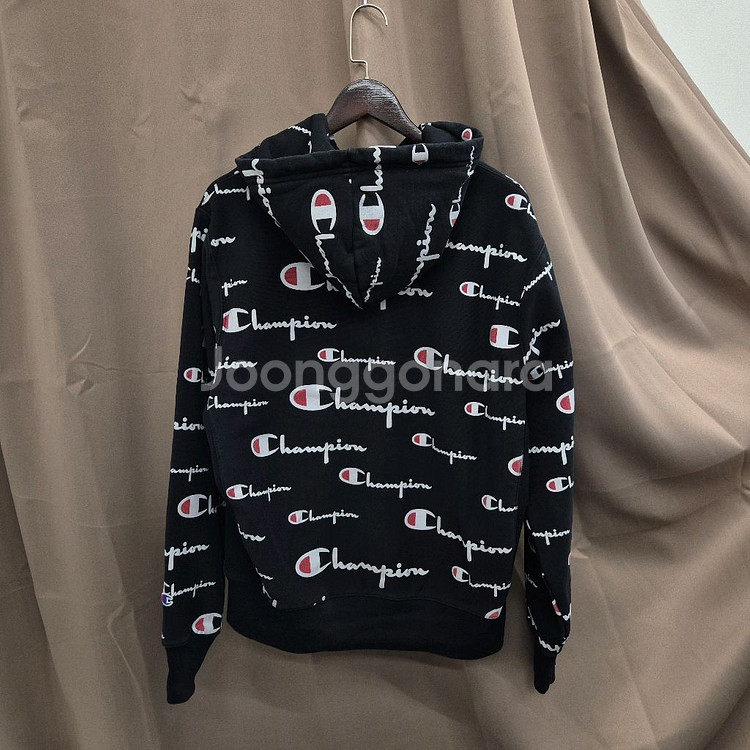 챔피온 올오버 로고 후드티 블랙 L--2