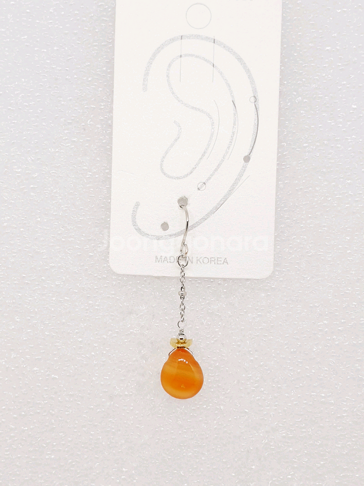 커넬리언 심플 체인 원석 귀걸이--1