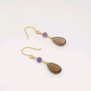 스모키쿼츠&아메시스트 귀걸이