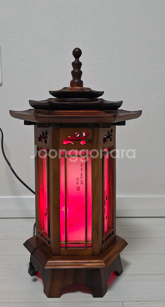 정자 모양 원목 스탠드 조명--2