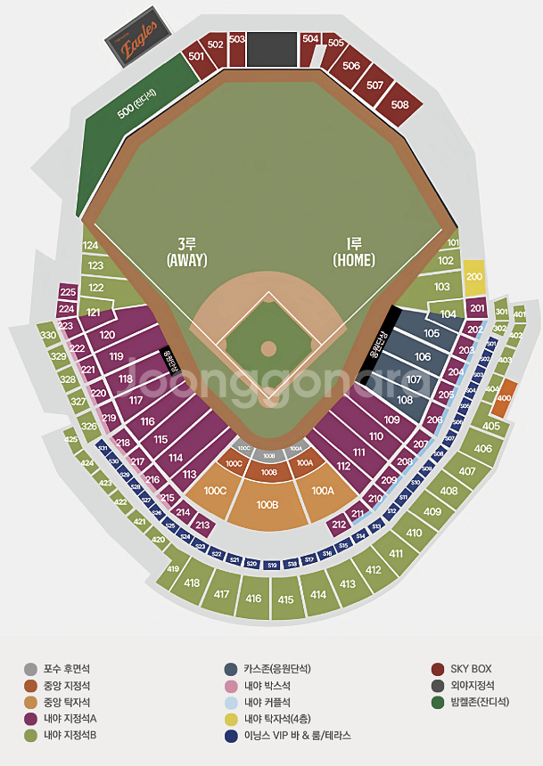 한국시리즈 3차전 한화 엘지 1루응원단석--0