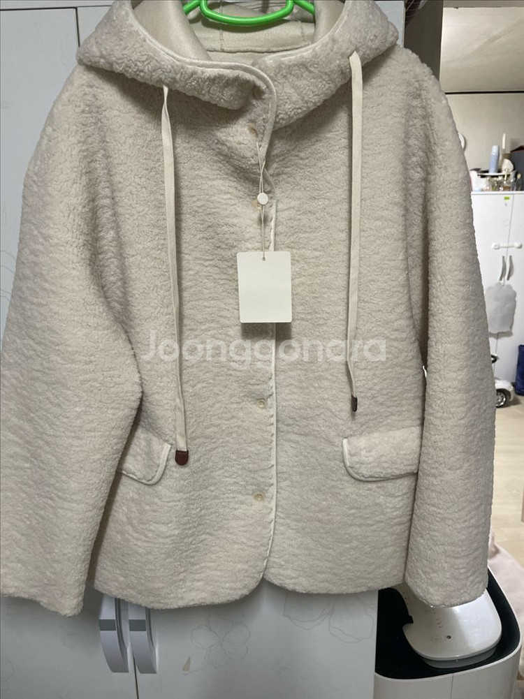 아이보리 후드 뽀글이 자켓 (새상품)--0