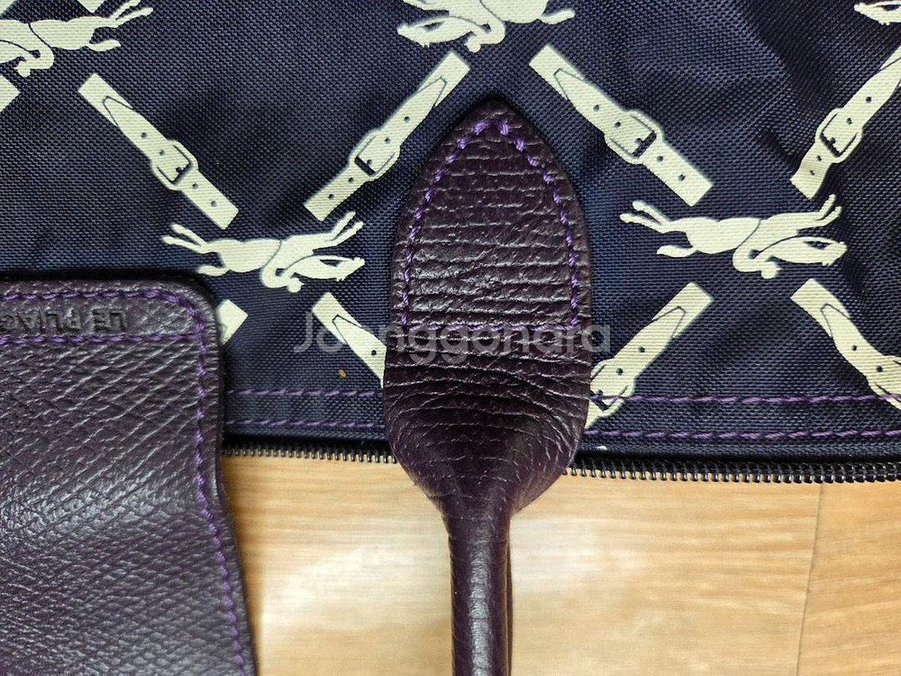 롱샴 로고 프린팅 토트백--3