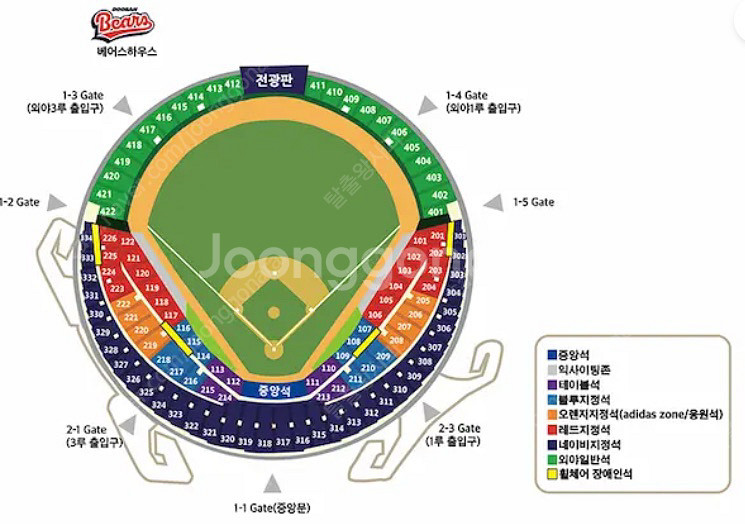 한국시리즈 3차전 잠실 원정응원전 레드석 통로 2연석--0