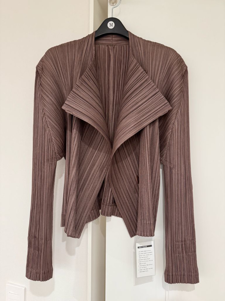 플리츠플리즈 씨커 자켓 플리츠 숏자켓 가디건 브라운--1