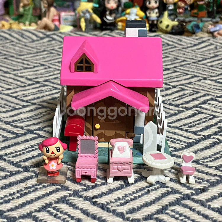 고전 동물의 숲 러블리 핑크 집 주민 피규어 세트--0