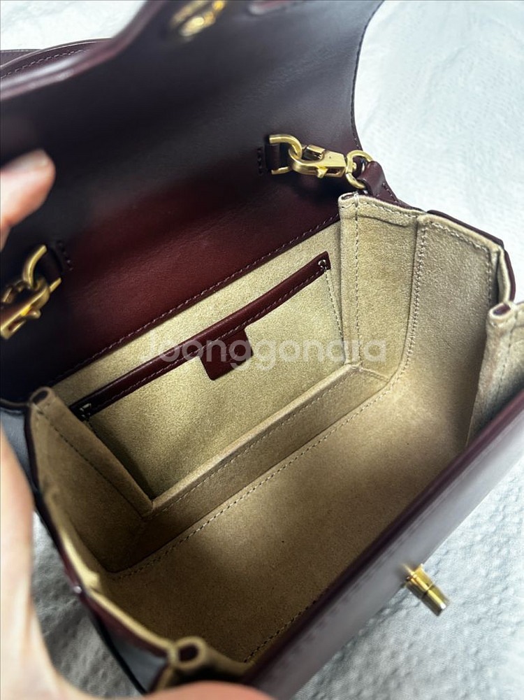 시에 멜번 스퀘어 미니 토트백 마룬--3