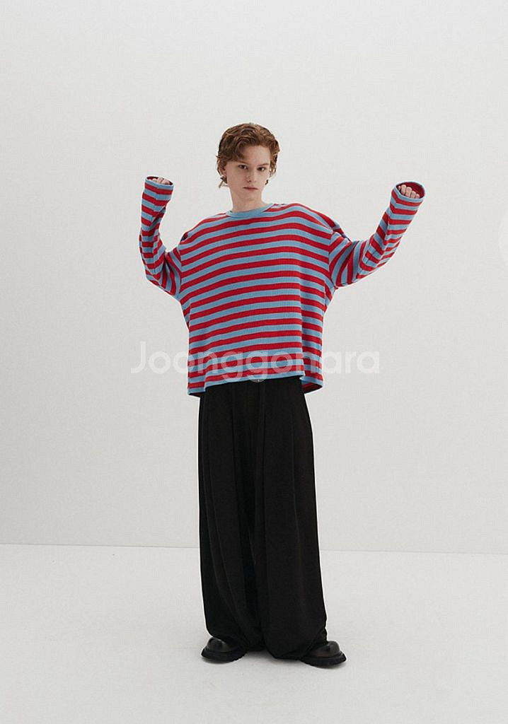 DNSR 디앤에스알 스트라이프 와플 니트 티 M사이즈--4