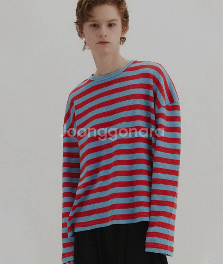 DNSR 디앤에스알 스트라이프 와플 니트 티 M사이즈--8