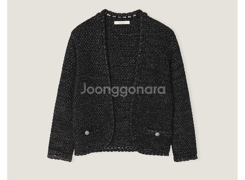 새상품급) 오브제스트 핸드메이드 트위드 펄 가디건--0