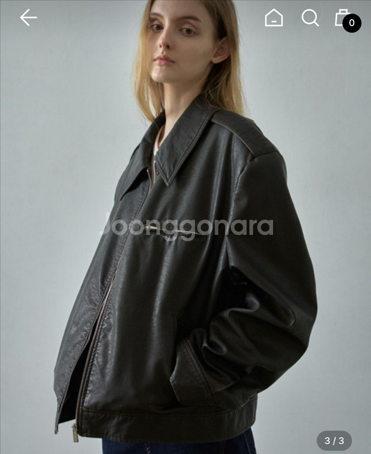 파사드패턴 빈티지 레더 자켓 다크브라운--4