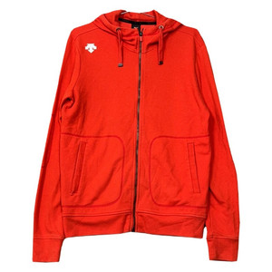 데상트 로고 레드 기능성 후드 집업 L