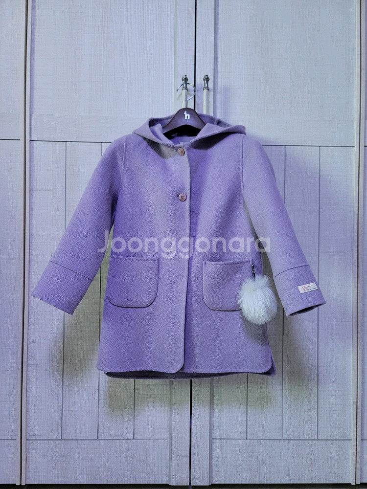 베네통키즈 120 퍼플 코트 여아 키110잔후--0