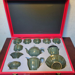 최고급 중국 진청자 6인 다기세트 (다도용)