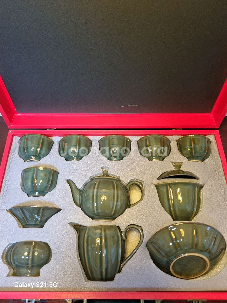 최고급 중국 진청자 6인 다기세트 (다도용)--1