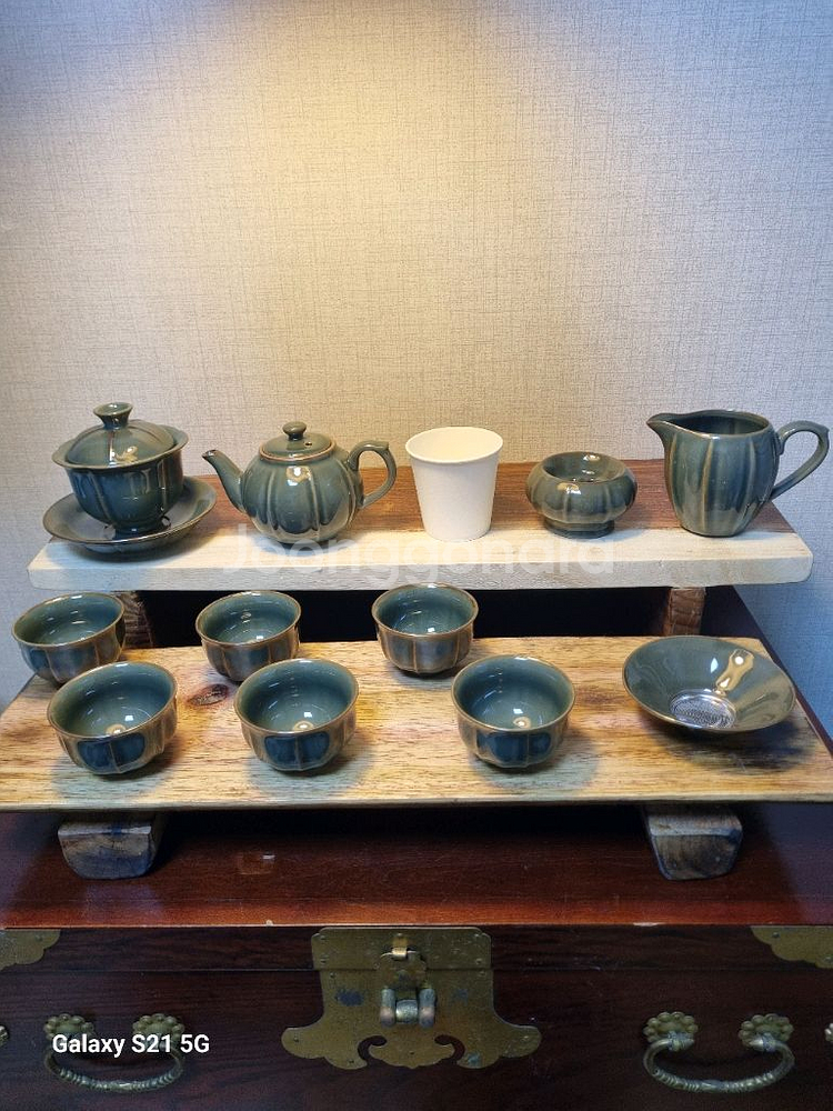 최고급 중국 진청자 6인 다기세트 (다도용)--2