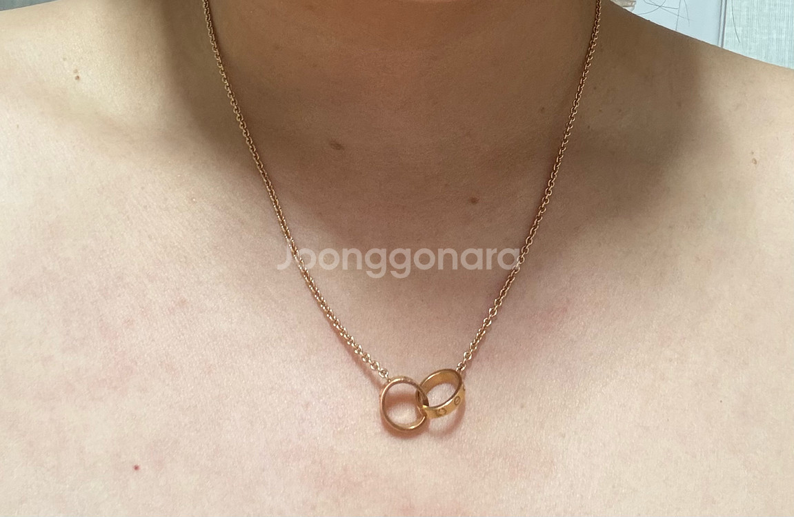 까르띠에 LOVE 핑크 골드 목걸이--3